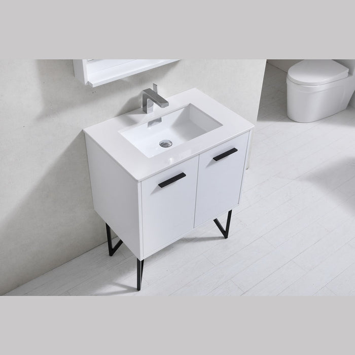 KubeBath Bosco 30 in. Modern Bathroom Vanity With Color Options - KB30GW