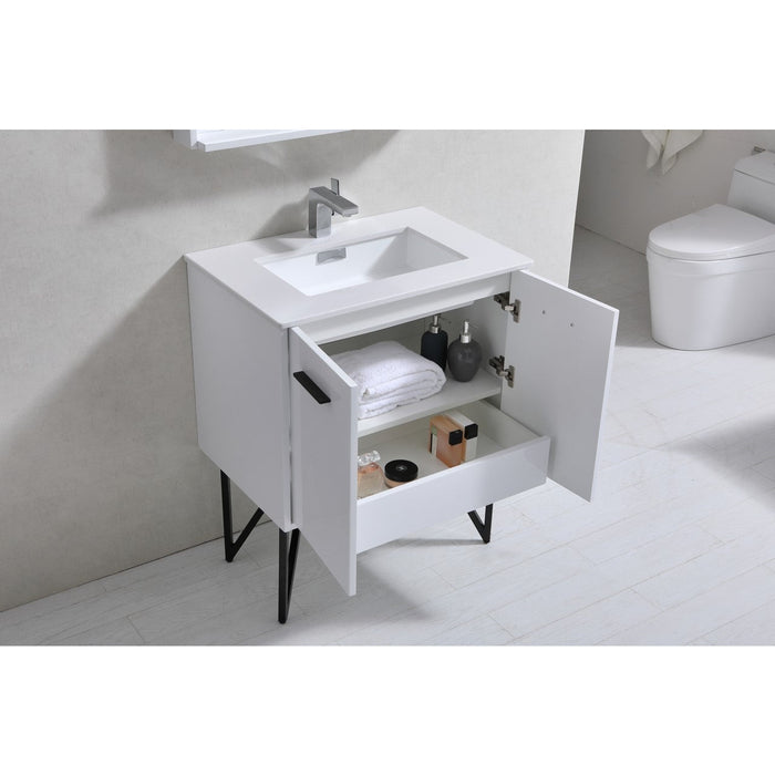 KubeBath Bosco 30 in. Modern Bathroom Vanity With Color Options - KB30GW