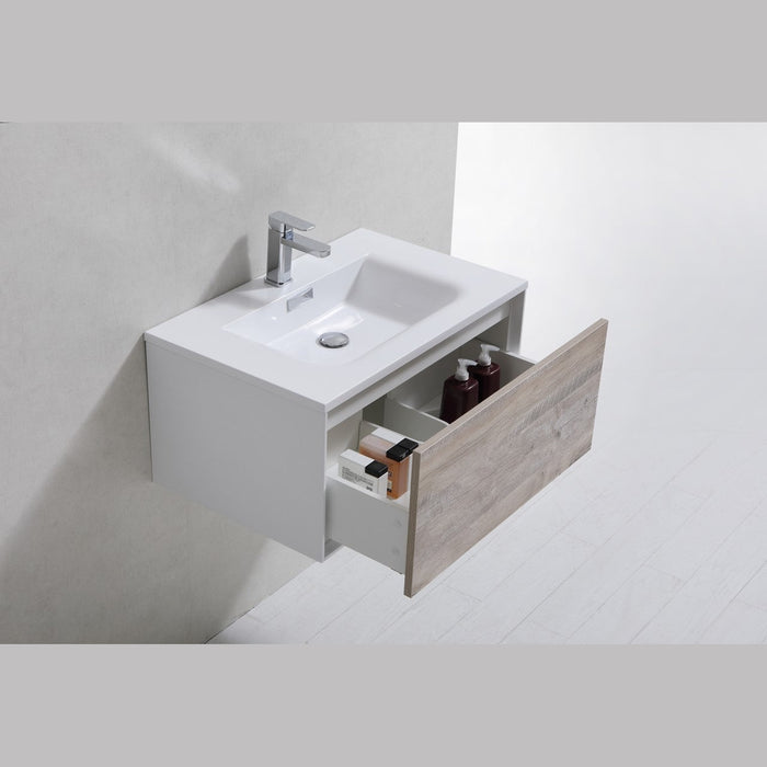 KubeBath 24 in. De Lusso Wall Mount Modern Bathroom Vanity With Color Options - DL24-GW Copy