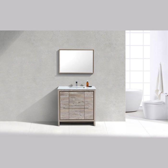 KubeBath Dolce 36 in. Single Sink Modern Bathroom Vanity with White Quartz Counter-Top - AD636GW