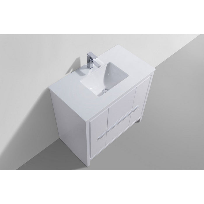 KubeBath Dolce 36 in. Single Sink Modern Bathroom Vanity with White Quartz Counter-Top - AD636GW