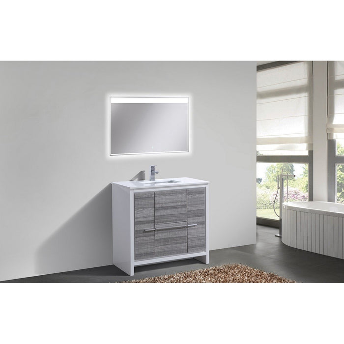 KubeBath Dolce 36 in. Single Sink Modern Bathroom Vanity with White Quartz Counter-Top - AD636GW