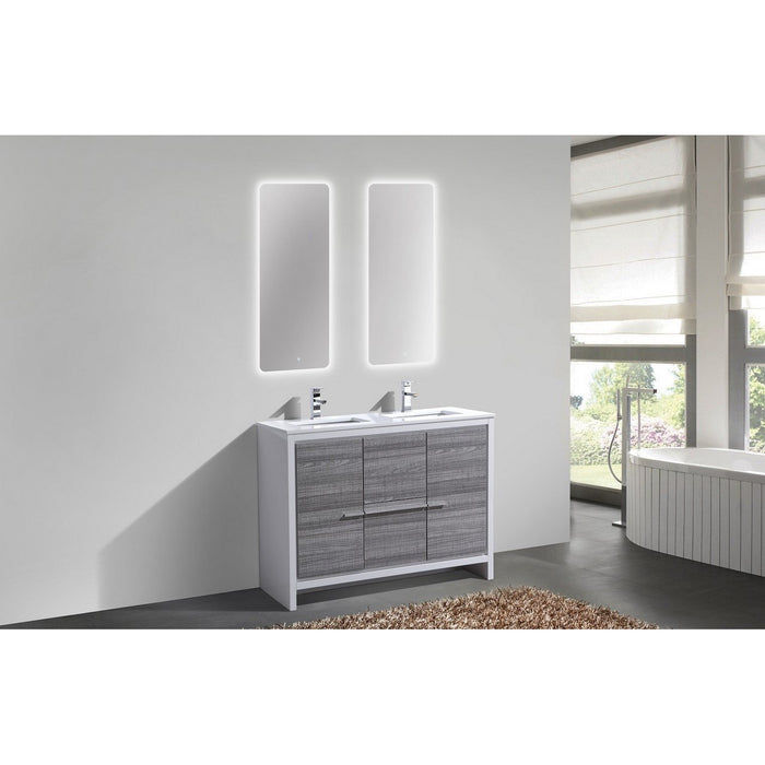 KubeBath Dolce 48 in. Double Sink Modern Bathroom Vanity with White Quartz Counter-Top - AD648DGW