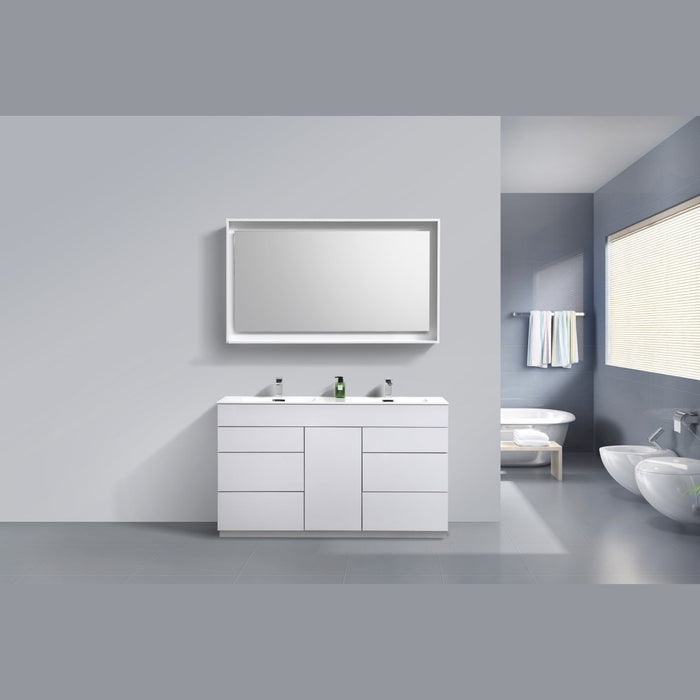 KubeBath Milano 60 in. Double Sink Modern Bathroom Vanity with Color Options - KFM60D-GW