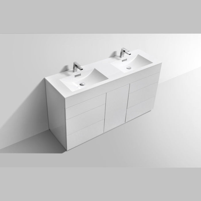 KubeBath Milano 60 in. Double Sink Modern Bathroom Vanity with Color Options - KFM60D-GW