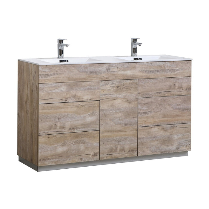 KubeBath Milano 60 in. Double Sink Modern Bathroom Vanity with Color Options - KFM60D-GW