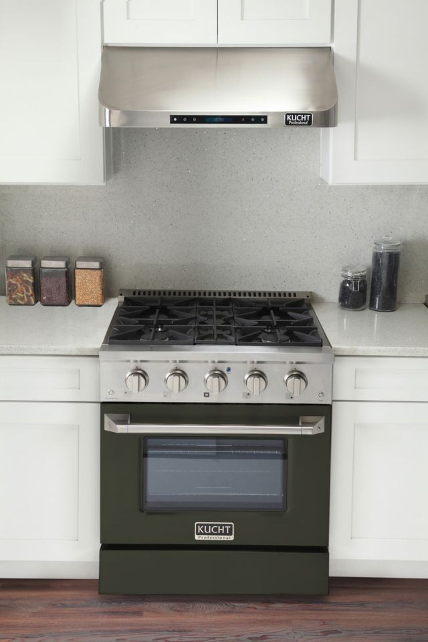 GREE 30 Inch Pro-Style KDF Series Liquid Propane Gas Stainless Steel Dual Fuel Range with Olive Green Oven Door - KDF302/LP-OG