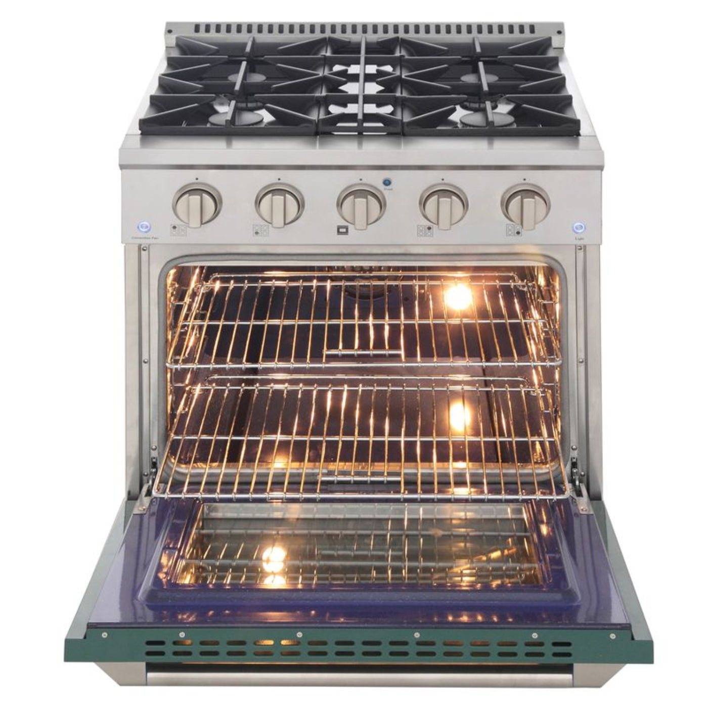 Kucht 30 Inch Professional KNG Series Natural Gas Stainless Steel Range with Green Oven Door - KNG301-G
