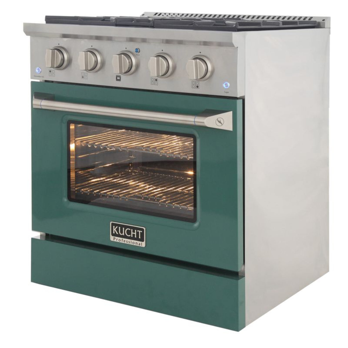 Kucht 30 Inch Professional KNG Series Natural Gas Stainless Steel Range with Green Oven Door - KNG301-G