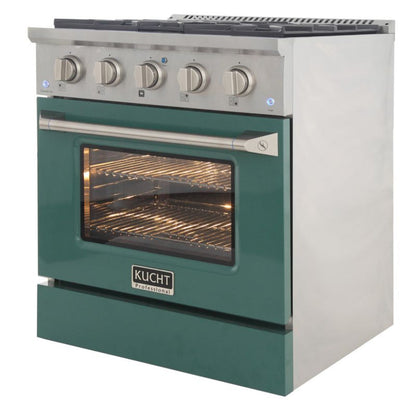 Kucht 30 Inch Professional KNG Series Natural Gas Stainless Steel Range with Green Oven Door - KNG301-G