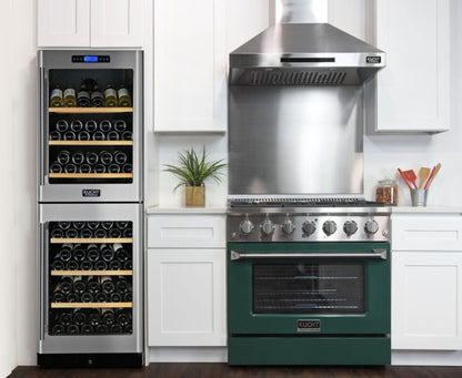 GREE  Kucht 36 Inch Pro-Class KDF Series Natural Gas Stainless Steel Dual Fuel Range with Green Oven Door - KDF362-G