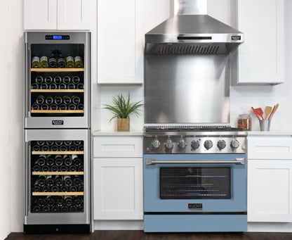 Kucht 36 Inch Pro-Class KDF Series Natural Gas Stainless Steel Dual Fuel Range with Light Blue Oven Door