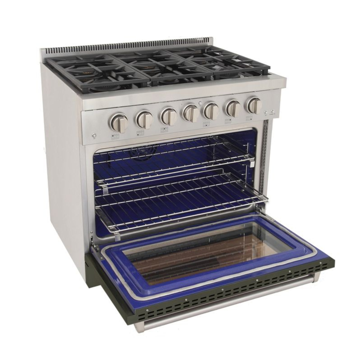 Kucht 36 Inch Professional KFX-X Series Natural Gas Stainless Steel Range with Green Oven Door - KFX3600X-G