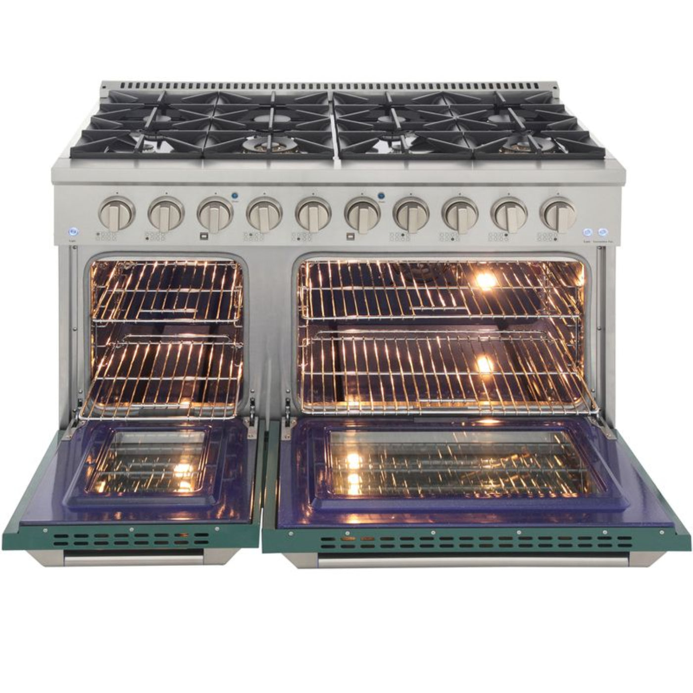 GREE  Kucht 48 Inch Professional KNG Series Natural Gas Stainless Steel Range with Green Oven Door - KNG481-G
