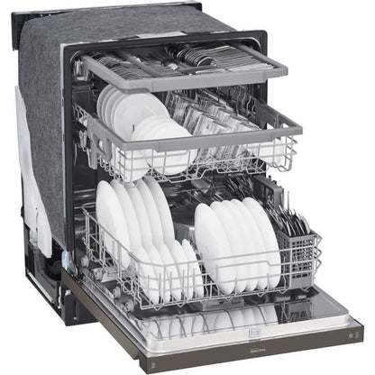 LG 24 in. Front Control Dishwasher with QuadWash and 3rd Rack in Black Stainless Steel (LDFN4542D)