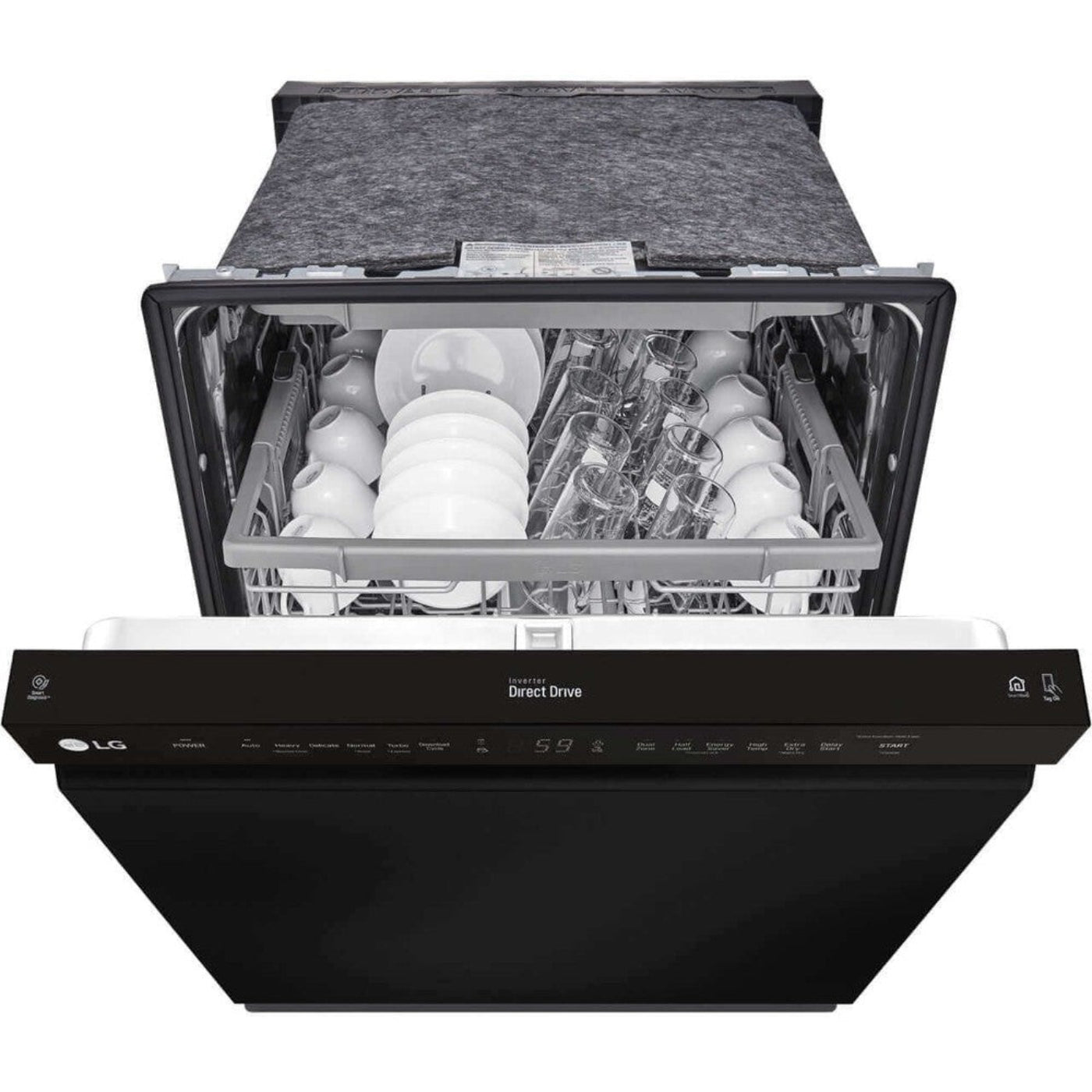 LG 24 in. Front Control Dishwasher with QuadWash and 3rd Rack in Smooth Black (LDFN4542B)