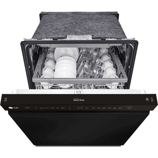 LG 24 in. Front Control Dishwasher with QuadWash and 3rd Rack in Smooth Black (LDFN4542B)