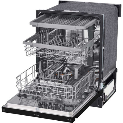 LG 24 in. Front Control Dishwasher with QuadWash and 3rd Rack in Smooth Black (LDFN4542B)