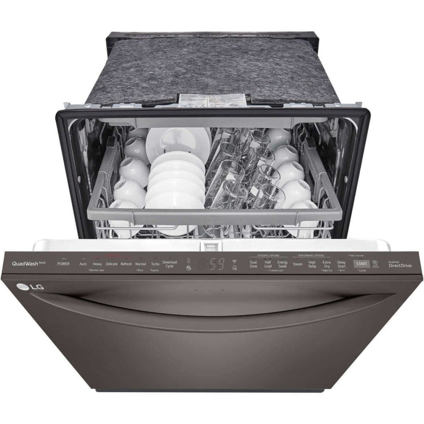 LG 24 in. Top Control Wi-Fi Enabled Dishwasher with TrueSteam and 3rd Rack in Black Stainless Steel (LDTS5552D)