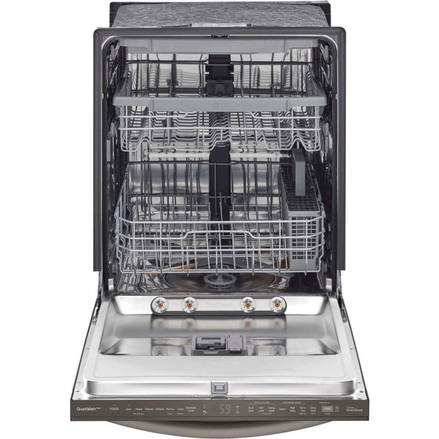 LG 24 in. Top Control Wi-Fi Enabled Dishwasher with TrueSteam and 3rd Rack in Black Stainless Steel (LDTS5552D)