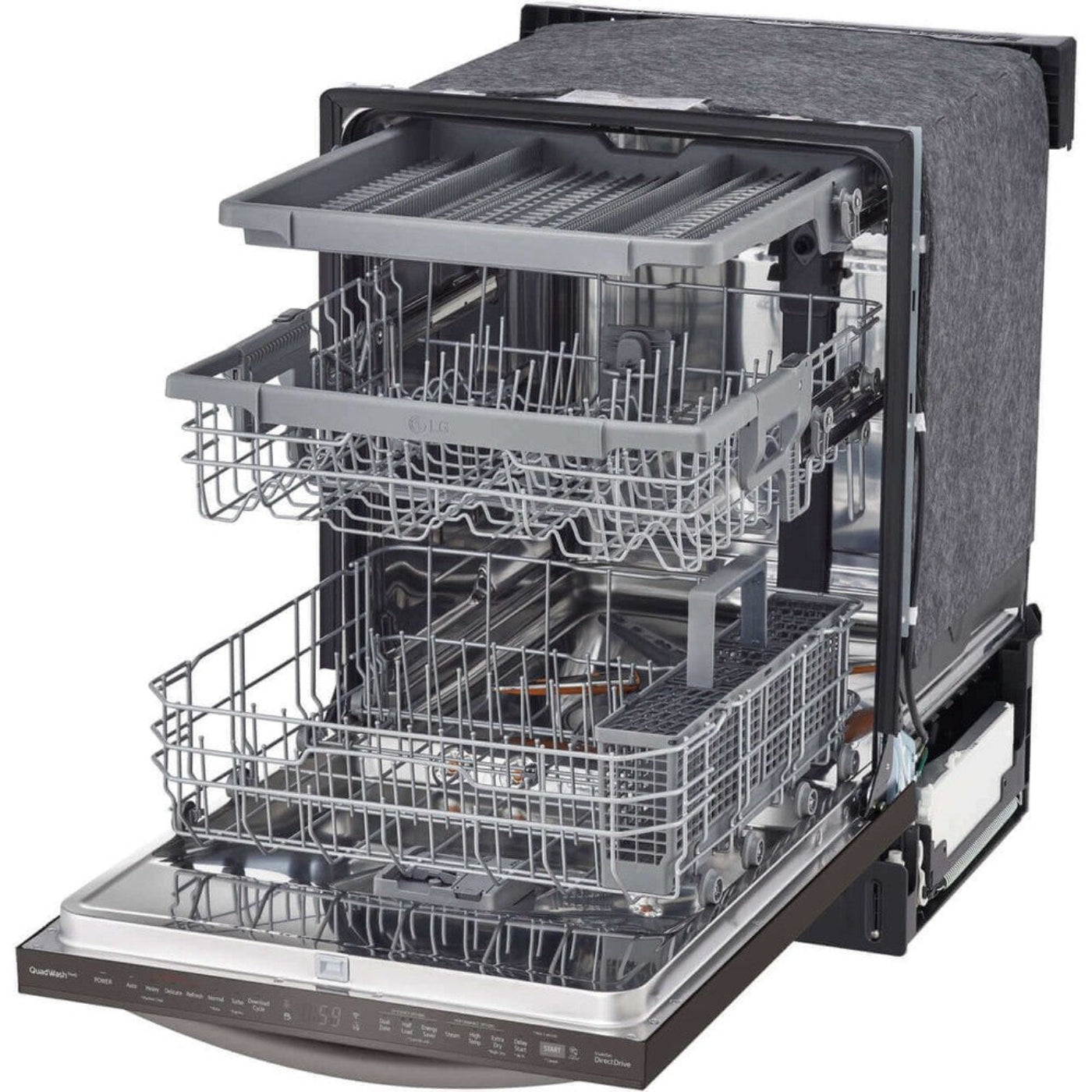 LG 24 in. Top Control Wi-Fi Enabled Dishwasher with TrueSteam and 3rd Rack in Black Stainless Steel (LDTS5552D)