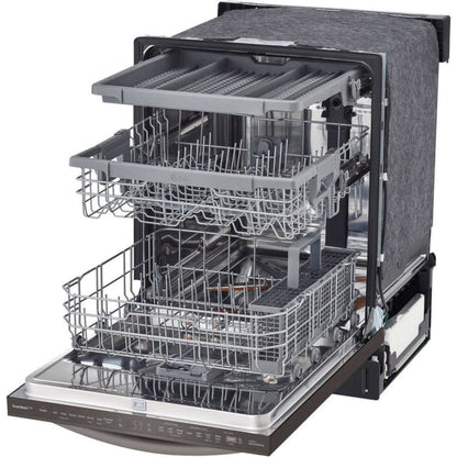 LG 24 in. Top Control Wi-Fi Enabled Dishwasher with TrueSteam and 3rd Rack in Black Stainless Steel (LDTS5552D)