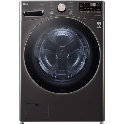 LG 27 In. 4.5-Cu. Ft. Front Load Washer with Steam Technology in Black Steel (WM4000HBA)