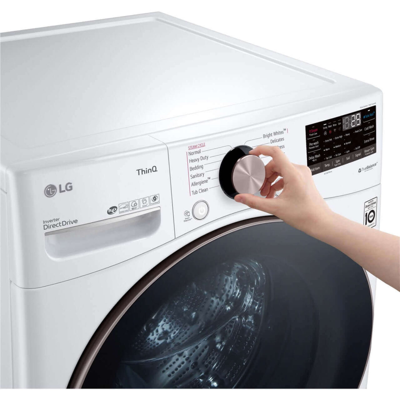 LG 27 In. 4.5-Cu. Ft. Front Load Washer with Steam Technology in White (WM4000HWA)