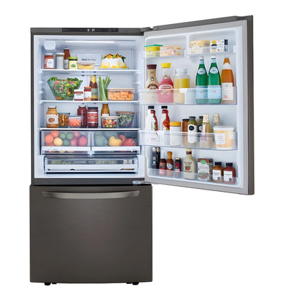 LG 33 in. Bottom Freezer Refrigerator in Black Stainless Steel 26 Cu. Ft. (LRDCS2603D)