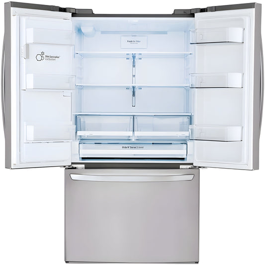 LG 36 in. Wi-Fi Enabled 3-Door French Door Refrigerator in Stainless Steel 22 Cu. Ft. (LFXS26973S)