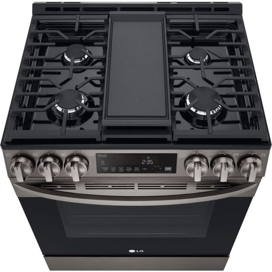 LG 30 in. 5.8 Cu Ft. Smart Wi-Fi Enabled Fan Convection Gas Slide-in Range with Air Fry & EasyClean (LSGL5833D)