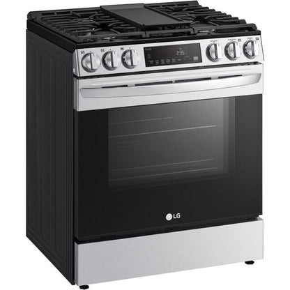 LG 30 in. 5.8-Cu Ft. Smart Wi-Fi Enabled Fan Convection Gas Slide-in Range with Air Fry and EasyClean (LSGL5833F)