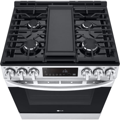 LG 30 in. 5.8-Cu Ft. Smart Wi-Fi Enabled Fan Convection Gas Slide-in Range with Air Fry and EasyClean (LSGL5833F)