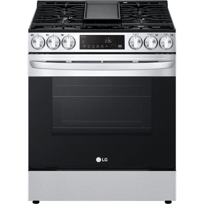 LG 30 in. 5.8-Cu Ft. Smart Wi-Fi Enabled Fan Convection Gas Slide-in Range with Air Fry and EasyClean (LSGL5833F)