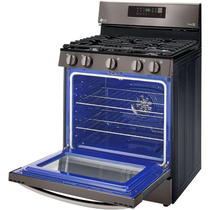 LG 30 in. 5.8-Cu. Ft. Gas Convection Smart Range with AirFry, Black Stainless Steel (LRGL5823D)