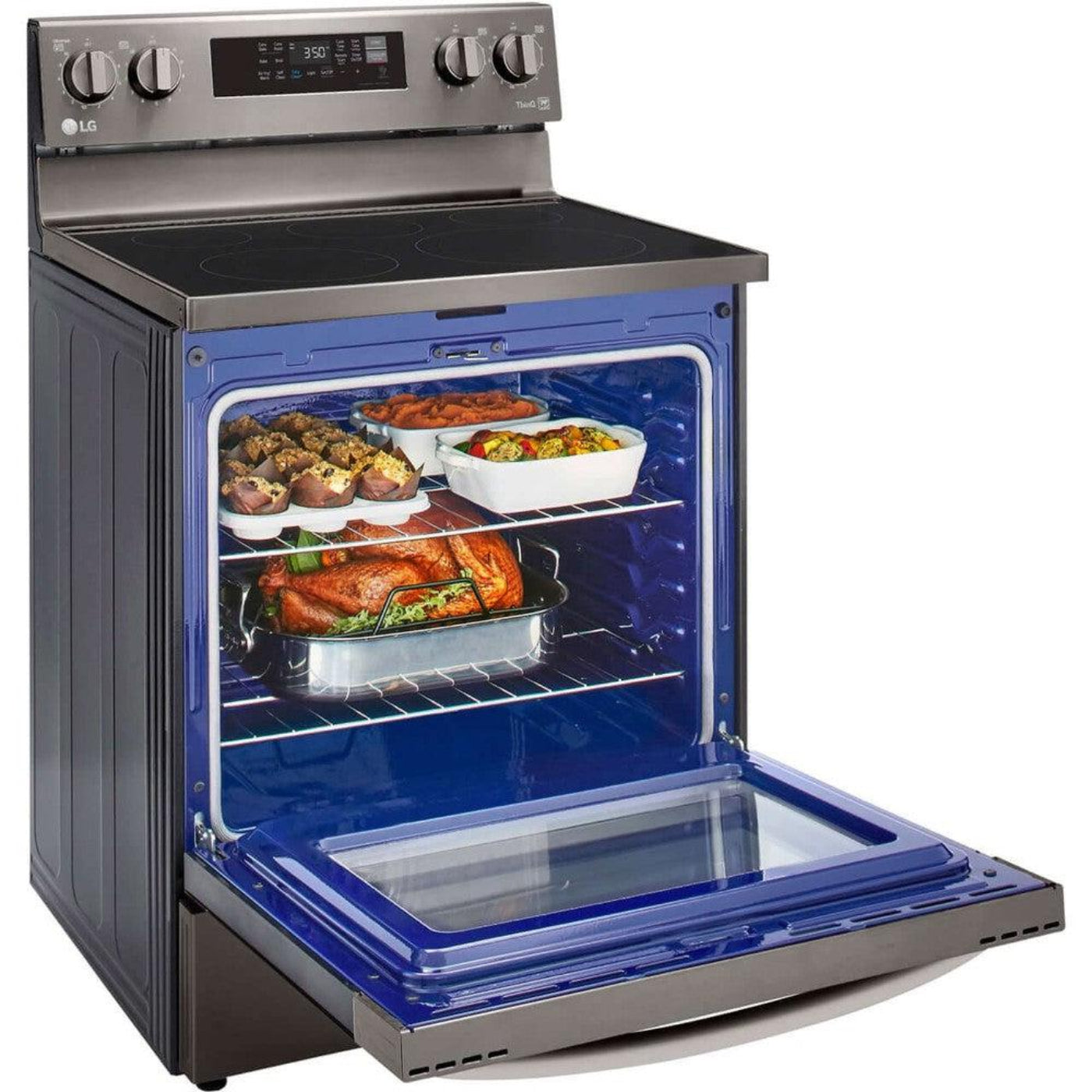 LG 30 in. 6.3-Cu. Ft. Electric Smart Range with EasyClean and AirFry Black Stainless Steel (LREL6323D)