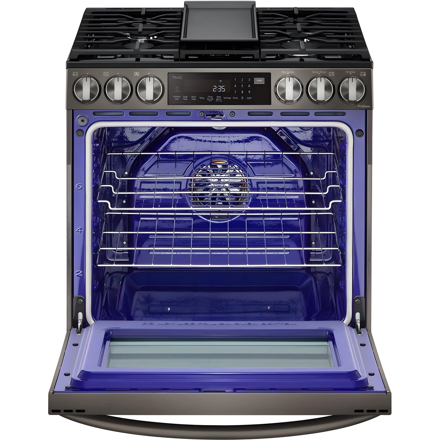 LG 30 in. 6.3-Cu. Ft. Smart Wi-Fi Enabled ProBake Convection InstaView Gas Slide-in Range with Air Fry, Black Stainless Steel (LSGL6335D)