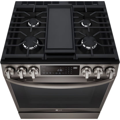 LG 30 in. 6.3-Cu. Ft. Smart Wi-Fi Enabled ProBake Convection InstaView Gas Slide-in Range with Air Fry, Black Stainless Steel (LSGL6335D)