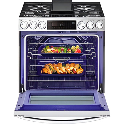 LG 30 in. 6.3-Cu. Ft. Smart Wi-Fi Enabled ProBake Convection InstaView Gas Slide-in Range with Air Fry, Stainless Steel (LSGL6335F)