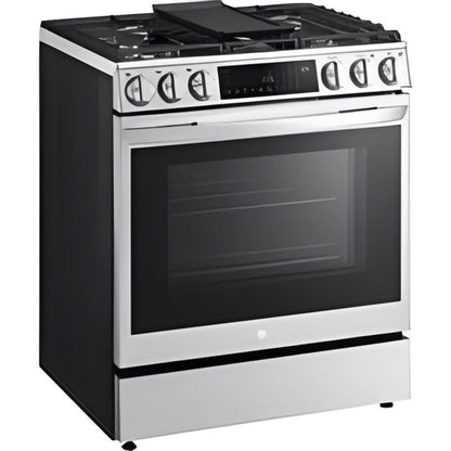 LG 30 in. 6.3-Cu. Ft. Smart Wi-Fi Enabled ProBake Convection InstaView Gas Slide-in Range with Air Fry, Stainless Steel (LSGL6335F)