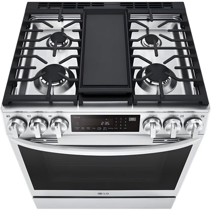 LG 30 in. 6.3-Cu. Ft. Smart Wi-Fi Enabled ProBake Convection InstaView Gas Slide-in Range with Air Fry, Stainless Steel (LSGL6335F)