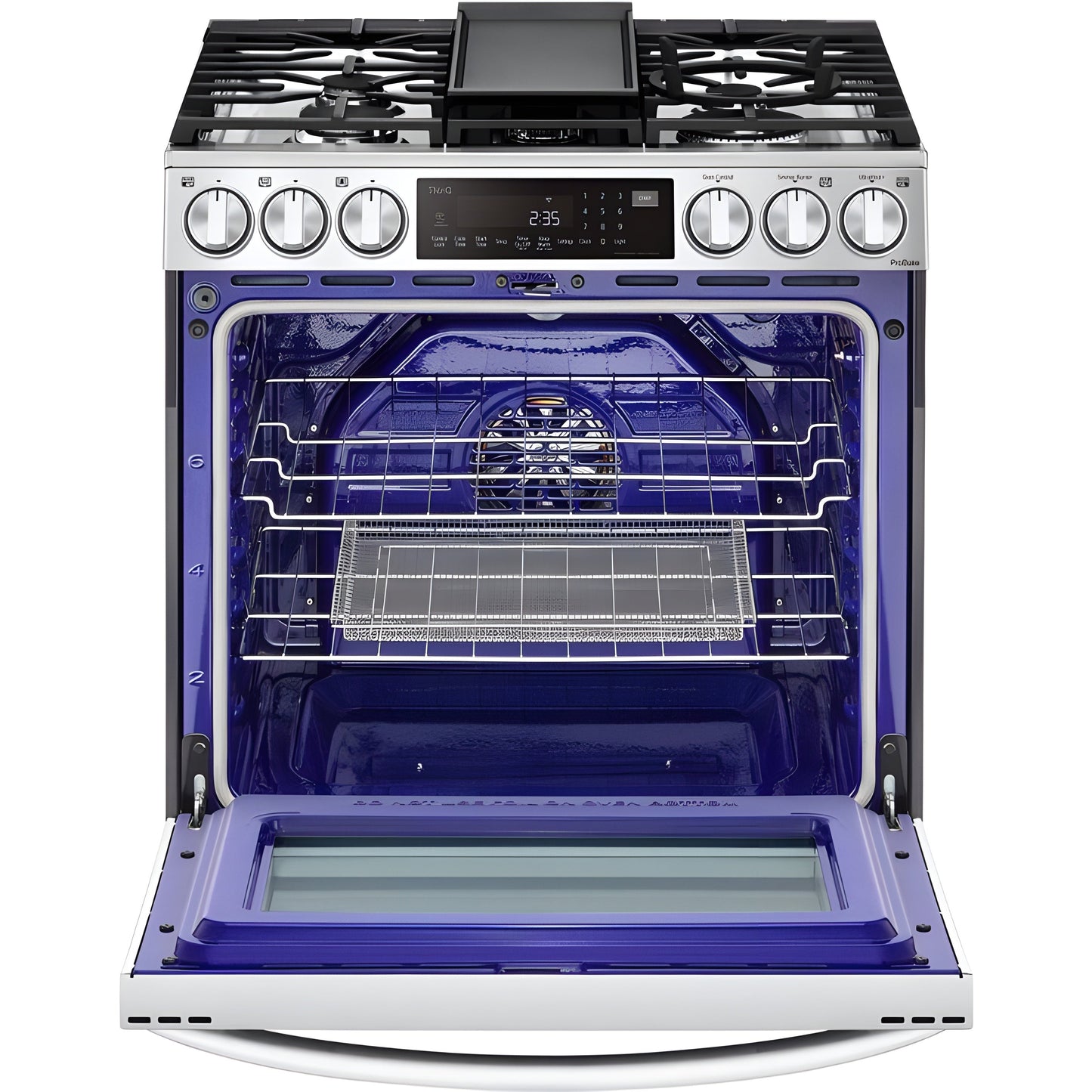 LG 30 in. 6.3-Cu. Ft. Smart Wi-Fi Enabled ProBake Convection InstaView Gas Slide-in Range with Air Fry, Stainless Steel (LSGL6337F)