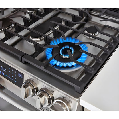 LG 30 in. 6.3-Cu. Ft. Smart Wi-Fi Enabled ProBake Convection InstaView Gas Slide-in Range with Air Fry, Stainless Steel (LSGL6337F)