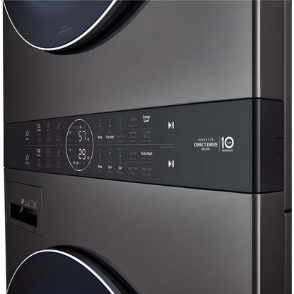 LG Single Unit Electric WashTower with Center Control in Black Steel (WKEX200HBA)