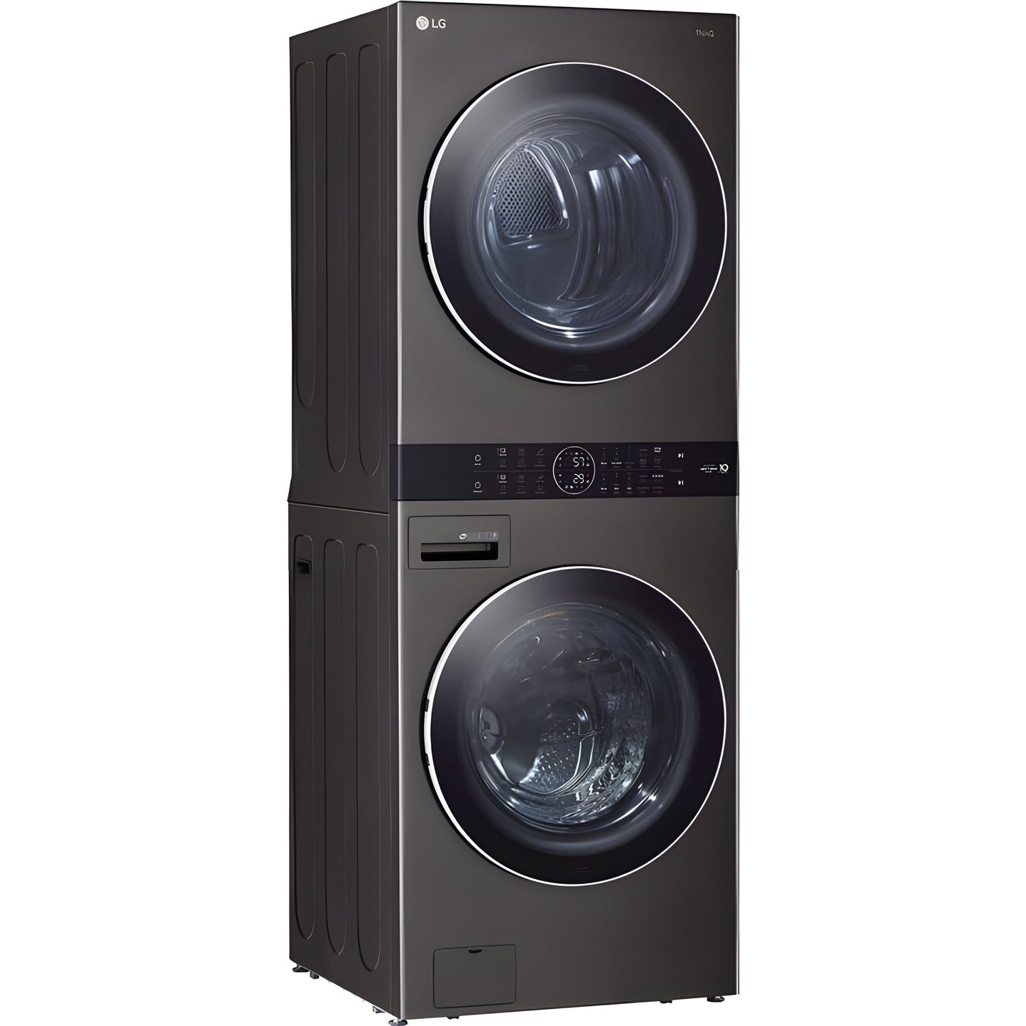 LG Single Unit Gas WashTower with Center Control, Black Steel (WKGX201HBA)