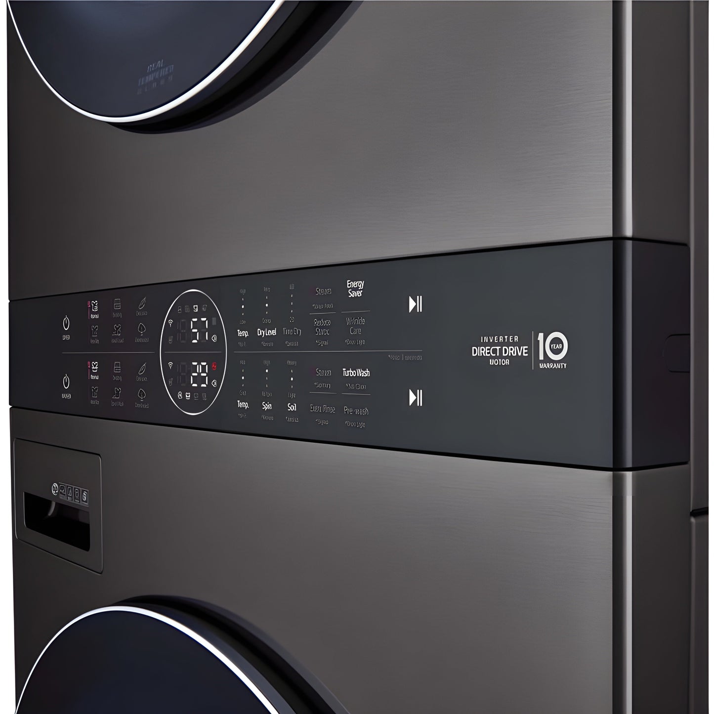 LG Single Unit Gas WashTower with Center Control, Black Steel (WKGX201HBA)