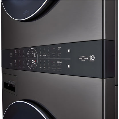 LG Single Unit Gas WashTower with Center Control, Black Steel (WKGX201HBA)