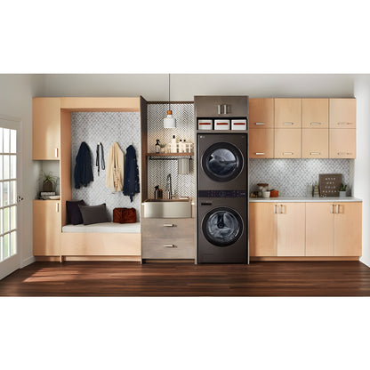 LG Single Unit Gas WashTower with Center Control, Black Steel (WKGX201HBA)