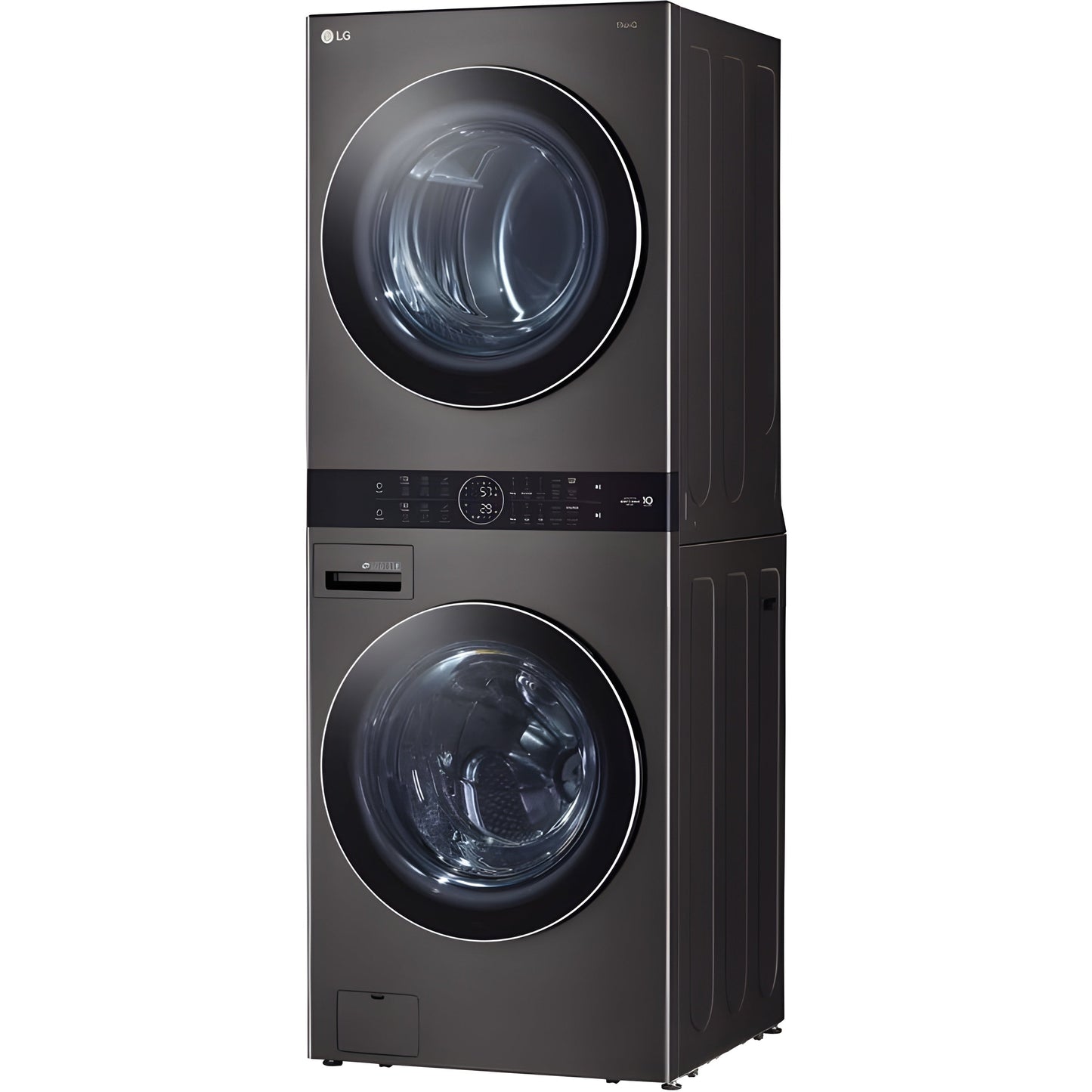 LG Single Unit Gas WashTower with Center Control, Black Steel (WKGX201HBA)