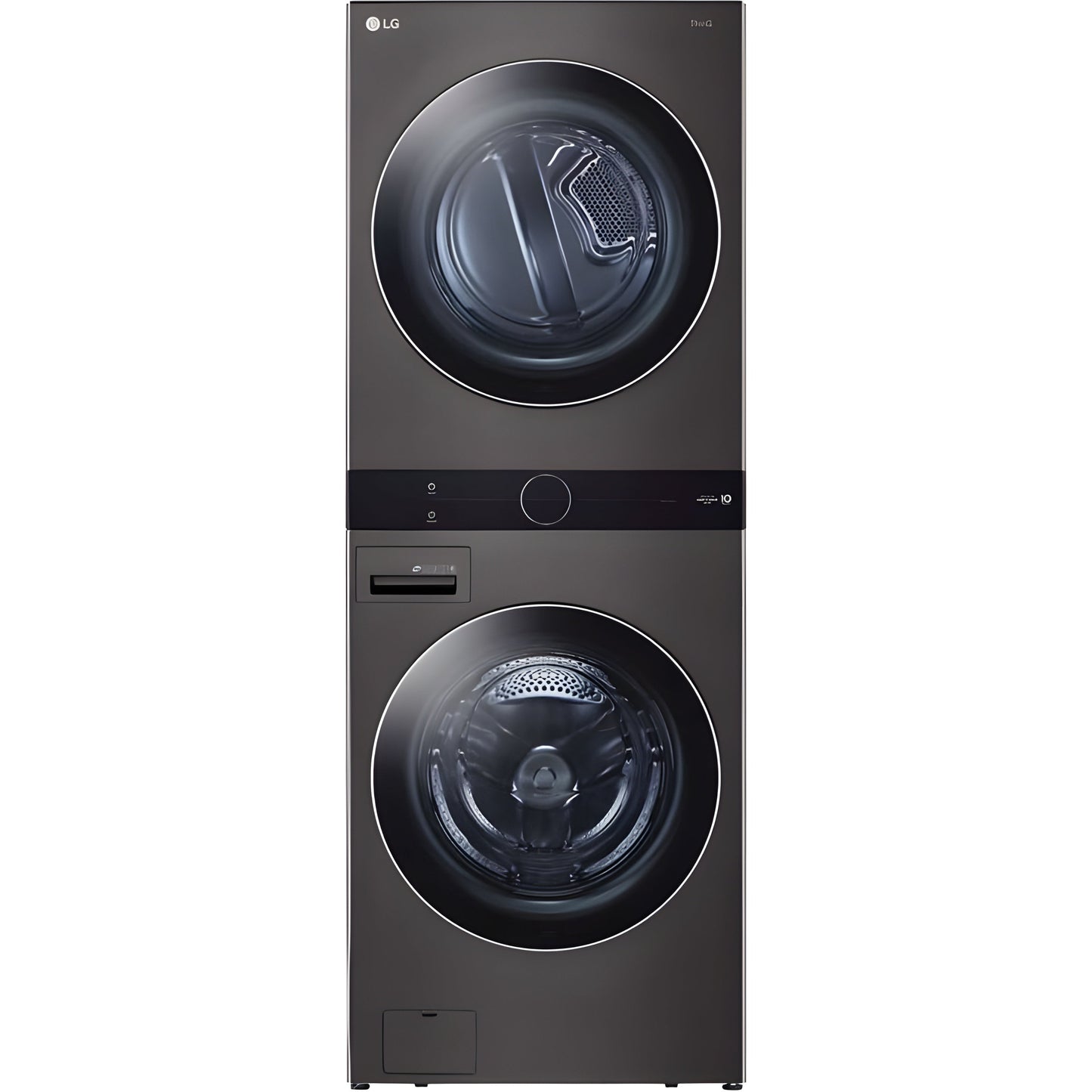LG Single Unit Gas WashTower with Center Control, Black Steel (WKGX201HBA)